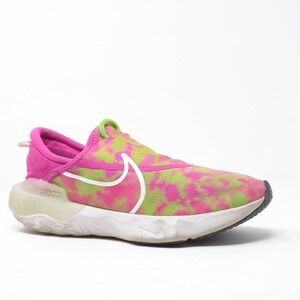 Nike React Flow Girls Youth Kids Shoes Tie Dye Pink Green Slip On 3.5Y
